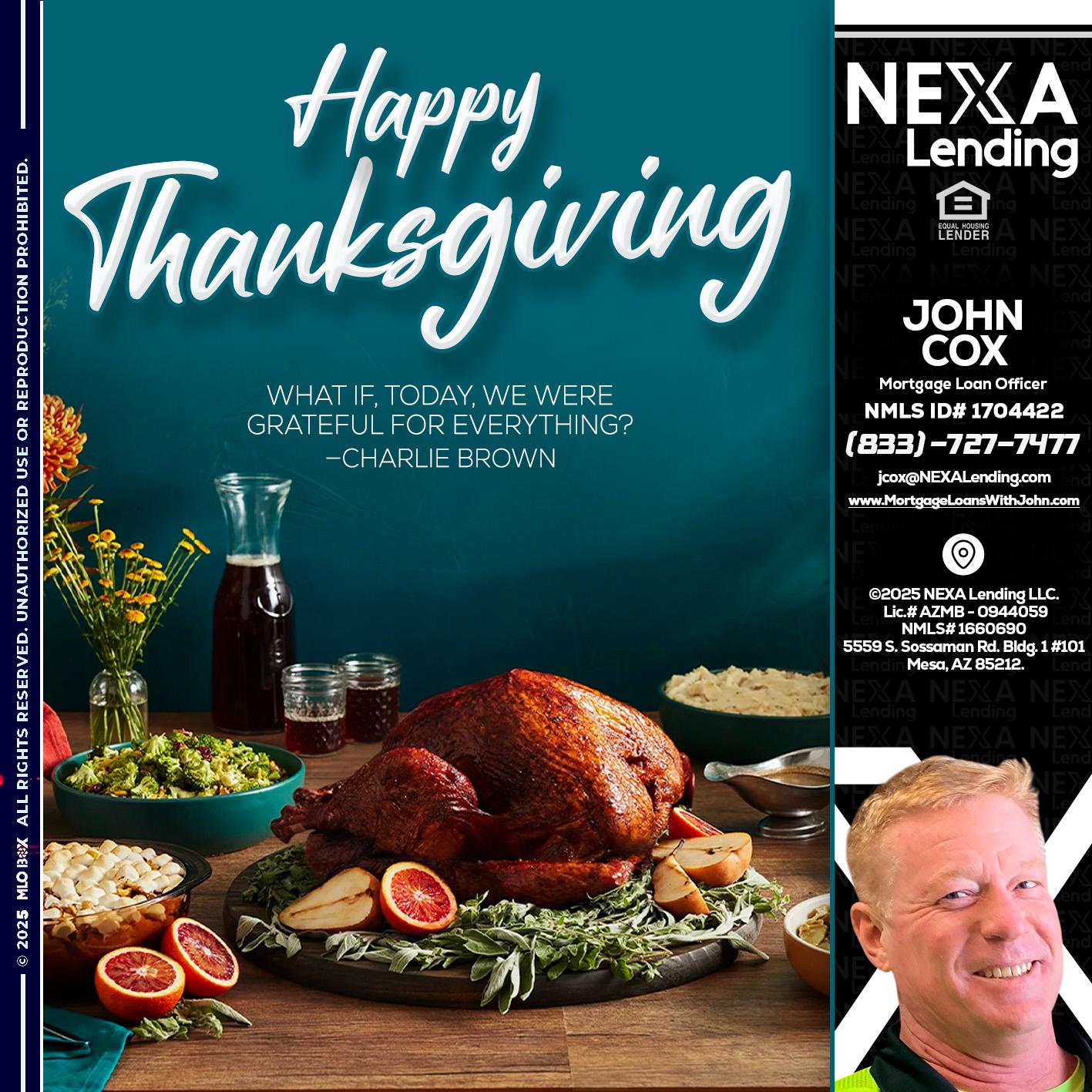 happy Thanksgiving - John Cox -Mortgage Loan Officer