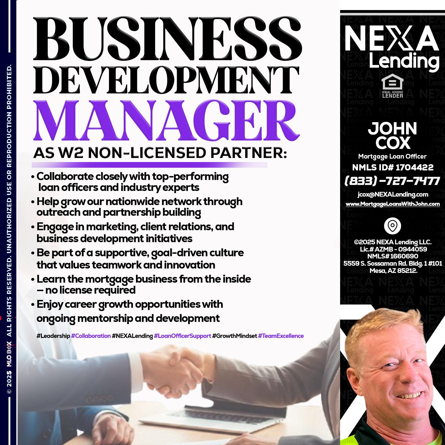 business development - John Cox -Mortgage Loan Officer