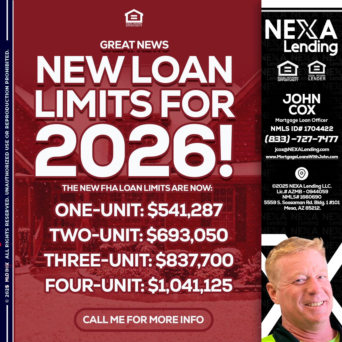 loan limits - John Cox -Mortgage Loan Officer