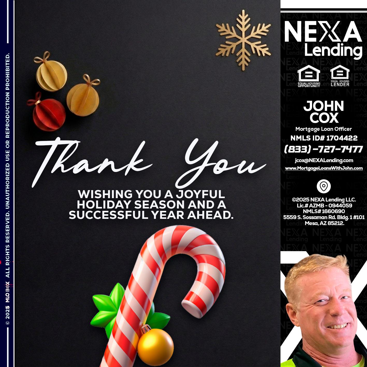 THANK YOU - John Cox -Mortgage Loan Officer