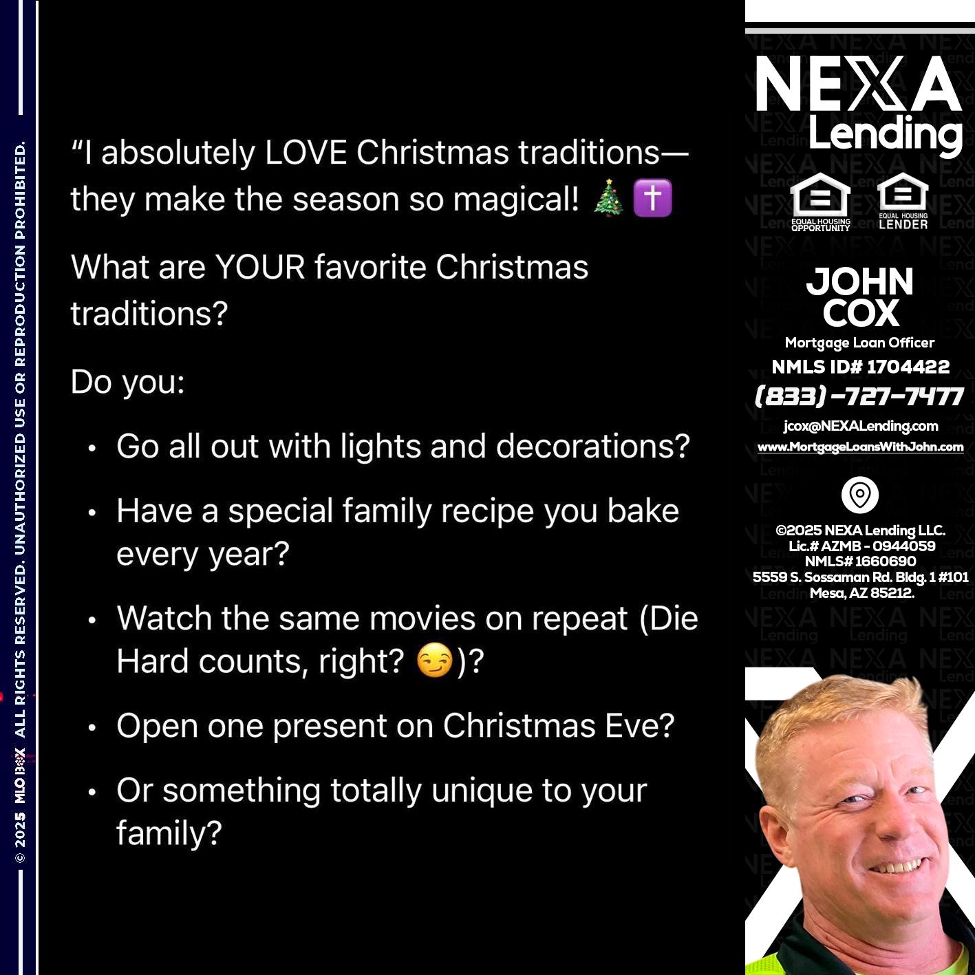 I love christmas - John Cox -Mortgage Loan Officer