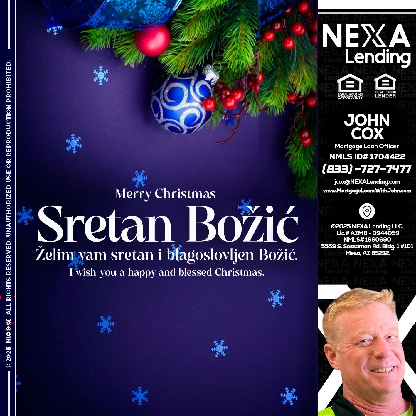 Sretan Božić - John Cox -Mortgage Loan Officer