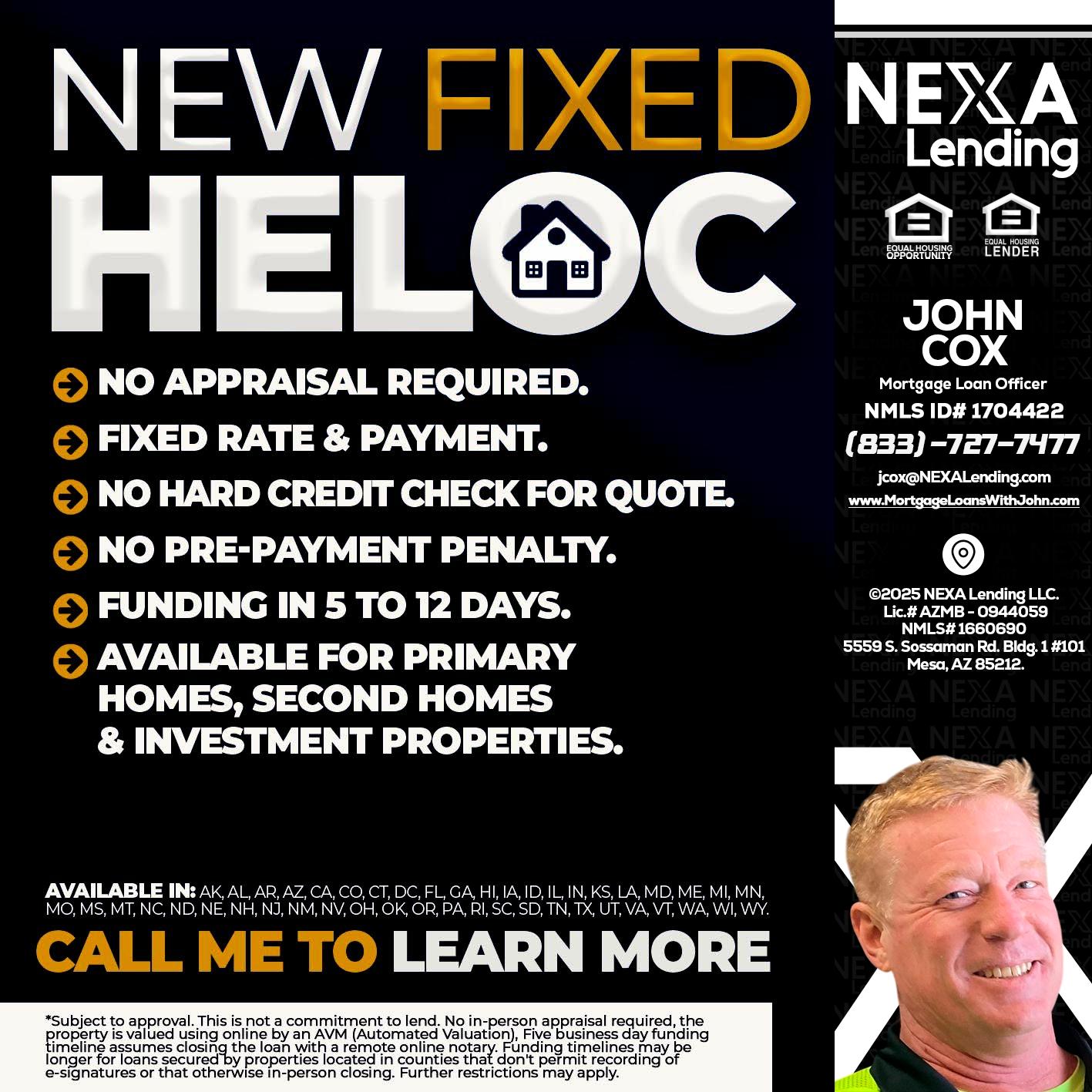 HELOC - John Cox -Mortgage Loan Officer