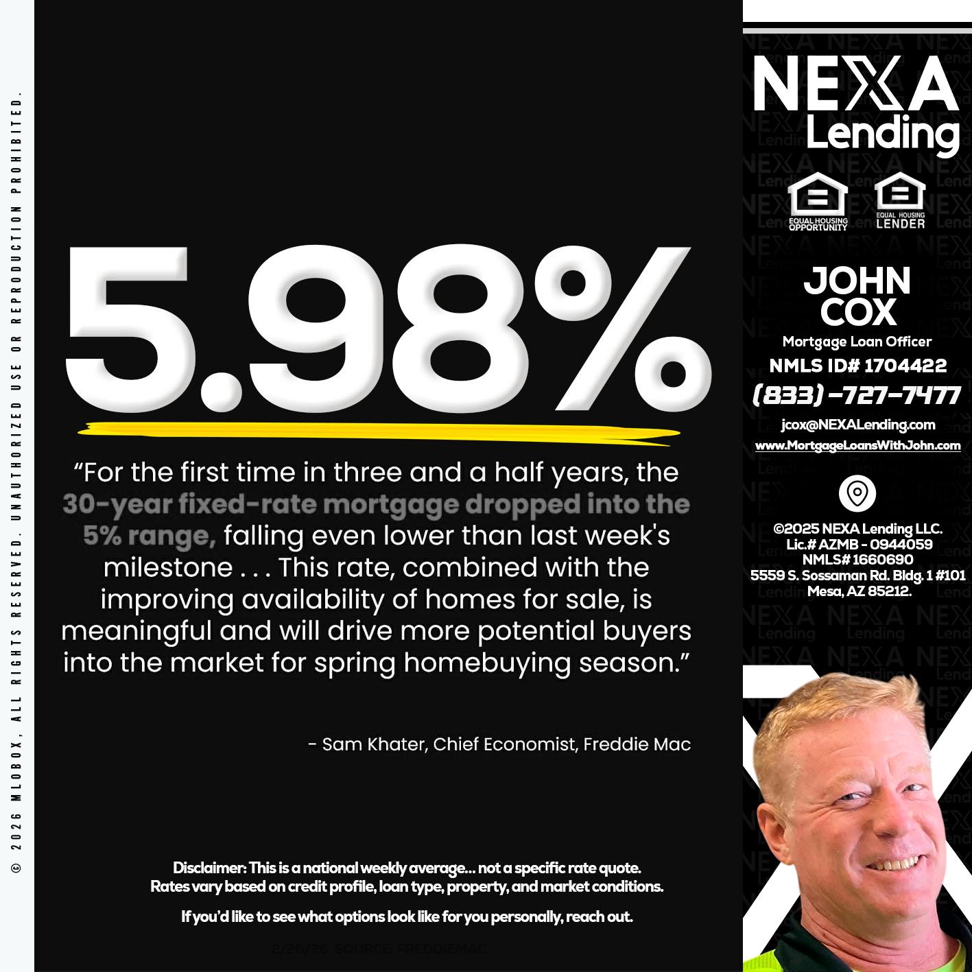 5.98% - John Cox -Mortgage Loan Officer