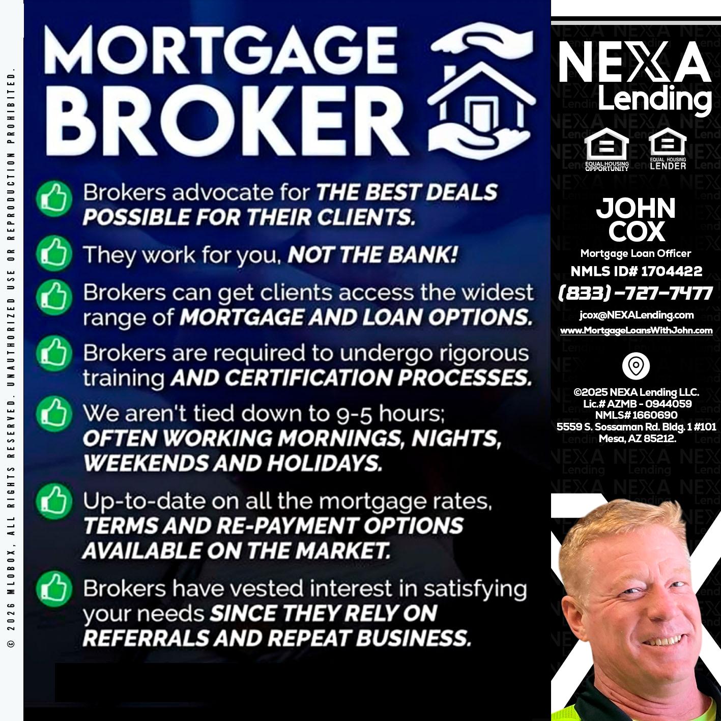 MORTGAGE BROKER - John Cox -Mortgage Loan Officer