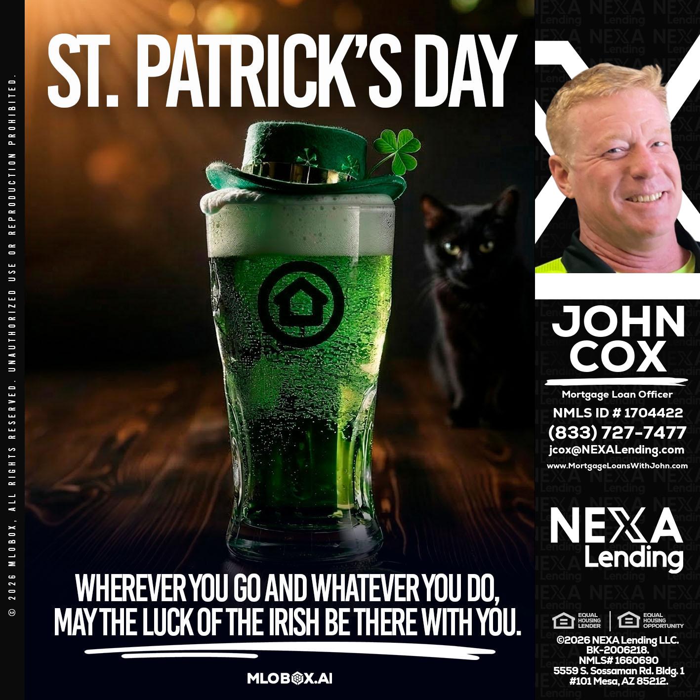 st. Patricks day - John Cox -Mortgage Loan Officer
