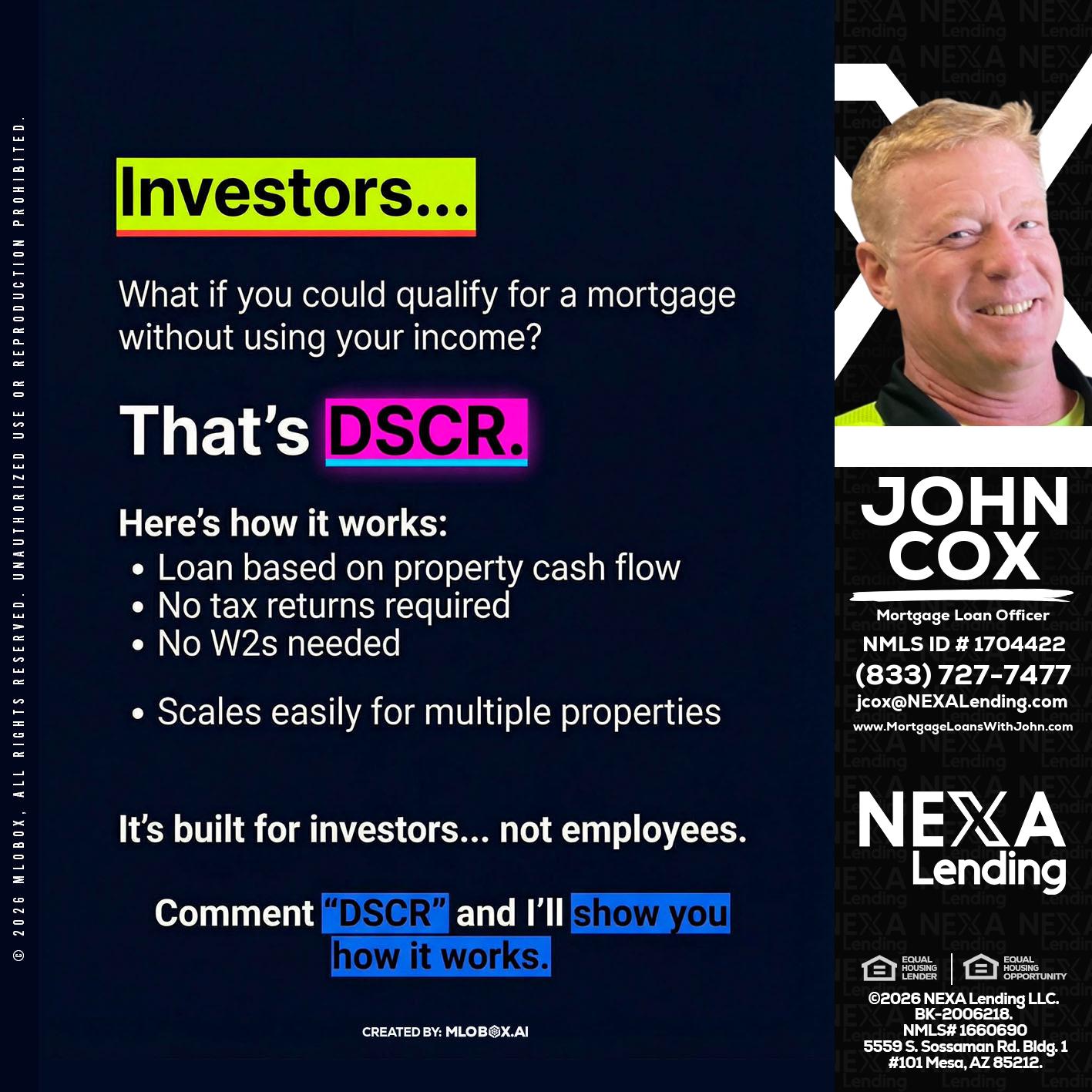 INVESTORS - John Cox -Mortgage Loan Officer