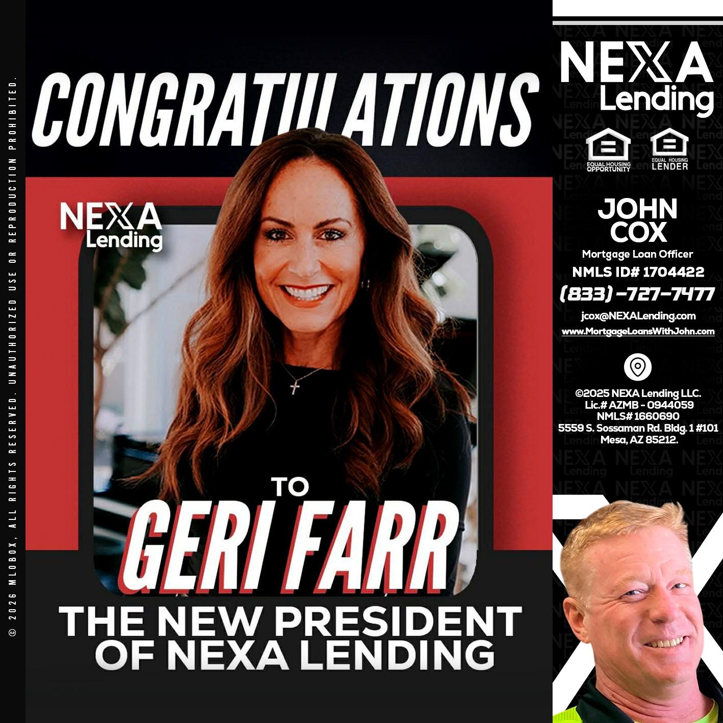 CONGRATULATIONS - John Cox -Mortgage Loan Officer