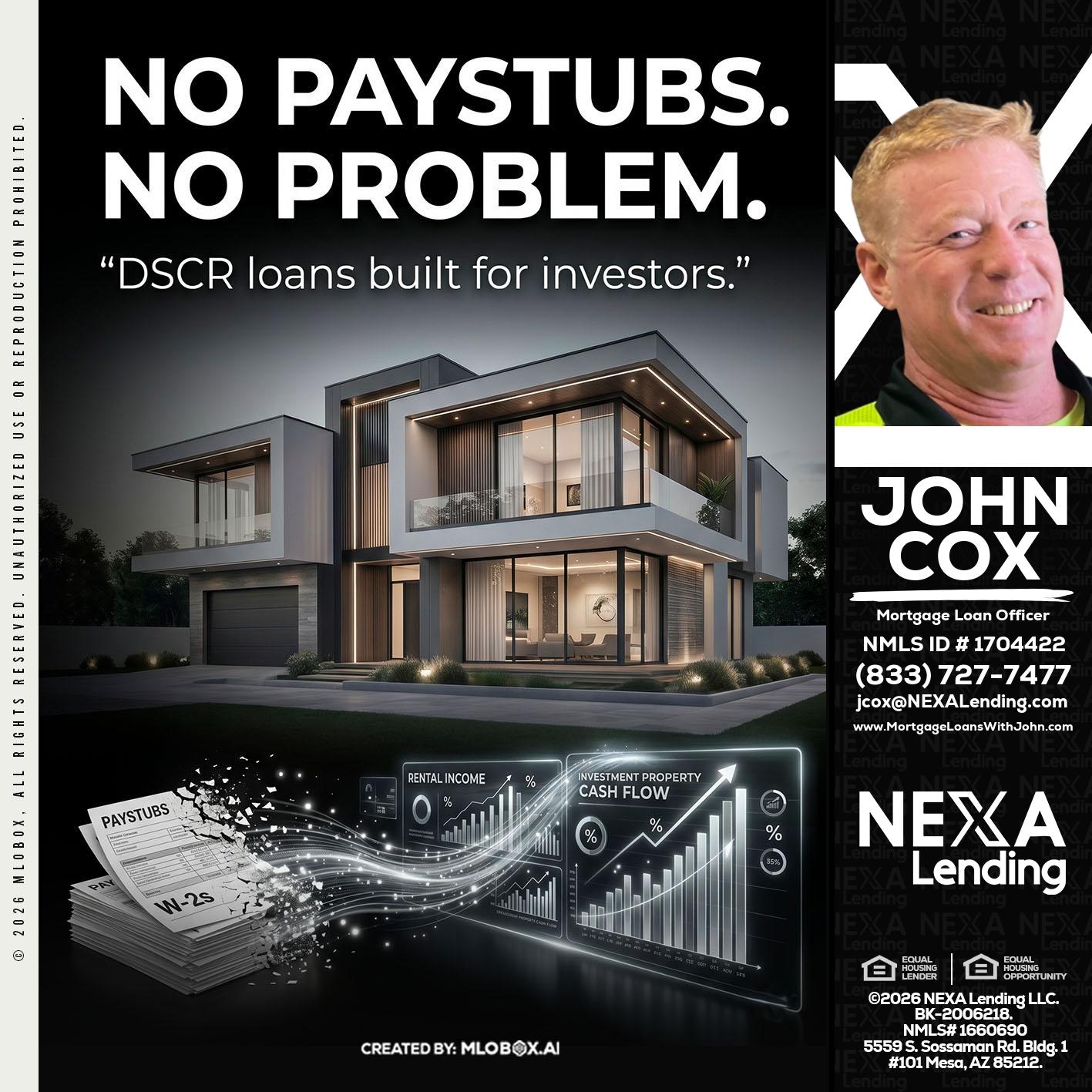 no paystub - John Cox -Mortgage Loan Officer