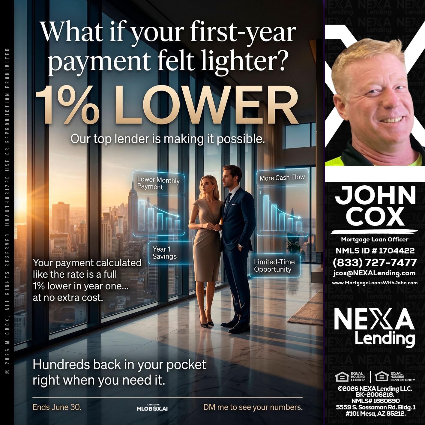 1% LOWER - John Cox -Mortgage Loan Officer