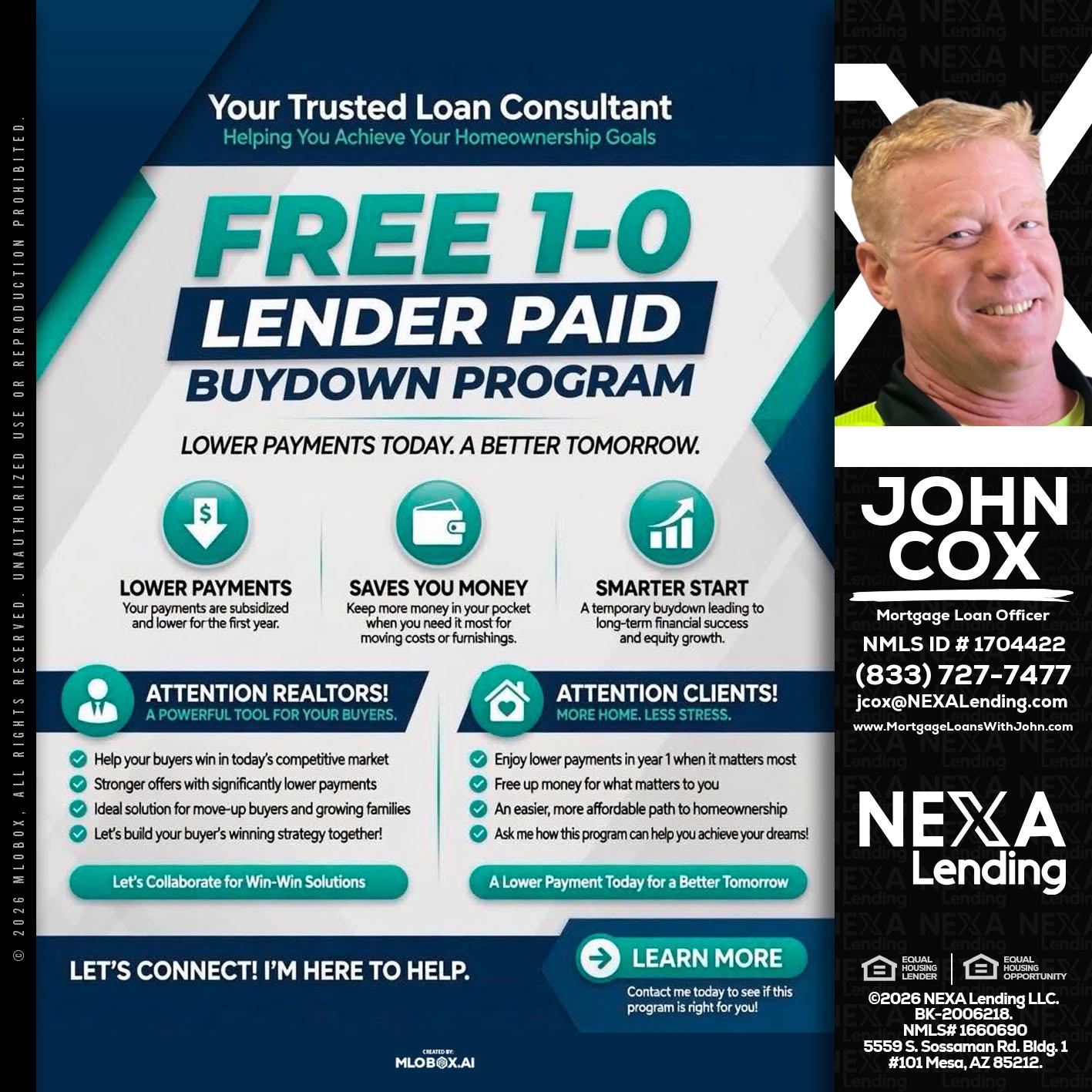 FREE 1-0 - John Cox -Mortgage Loan Officer